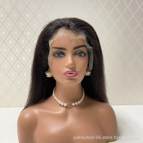 13x6 HD Lace Frontal Kinky Straight Short Cut Bob Wig Brazilian Virgin Human Hair Yaki Full Transparent Lace Closure Wig Vendor